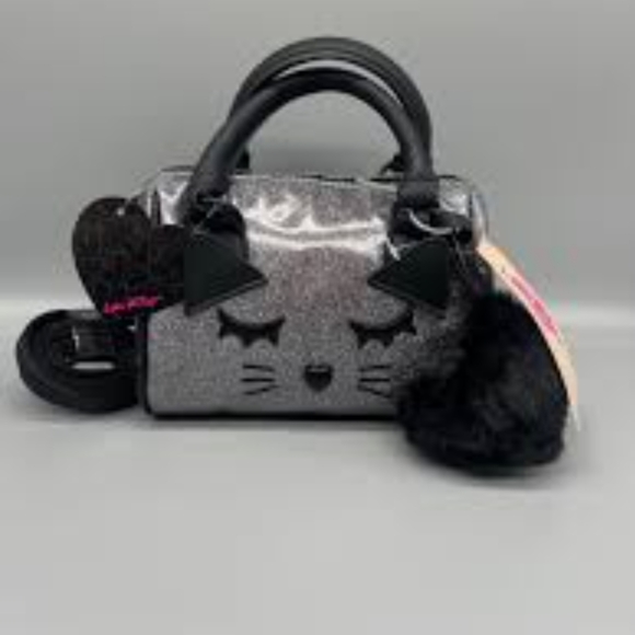 Betsey Johnson Handbags - NWT Betsey Johnson Glitter Cat 😺🐈 Barrel Crossbody